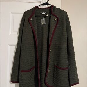 Theo Miles Vintage Olive Blazer with Burgundy Accents